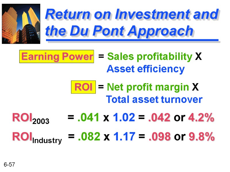 Return on Investment and the Du Pont Approach ROI2003     